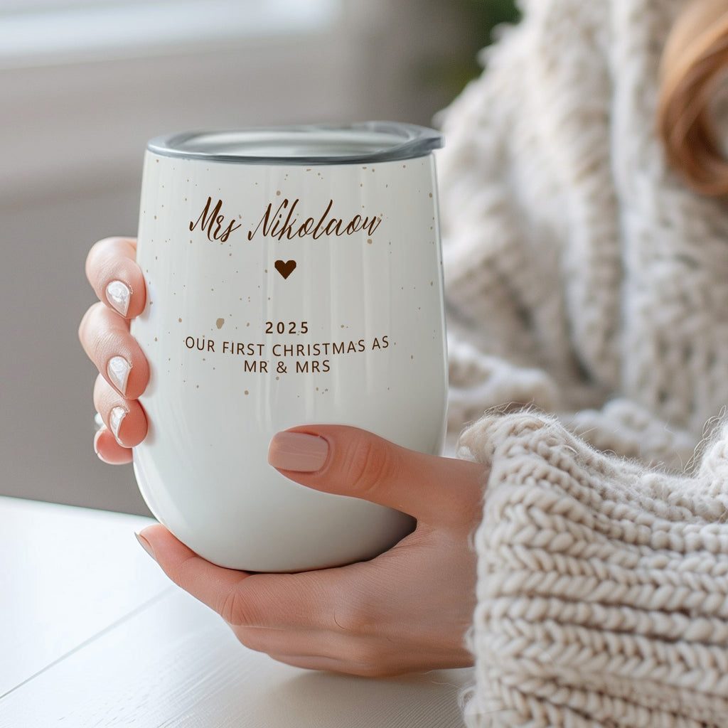 Our First Christmas As Mr & Mrs - Stainless Steel White Mug - GOTShirts