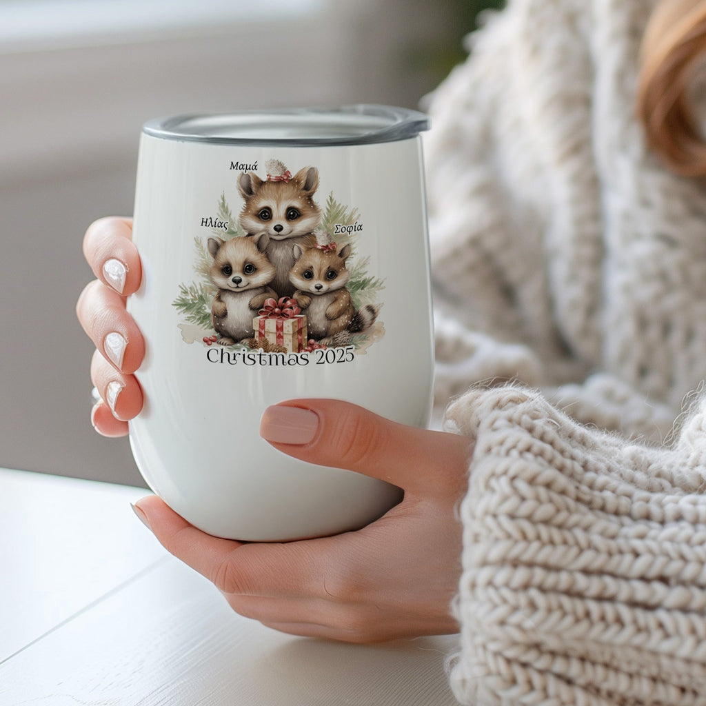 Christmas Mam And Kids - Stainless Steel White Mug - GOTShirts