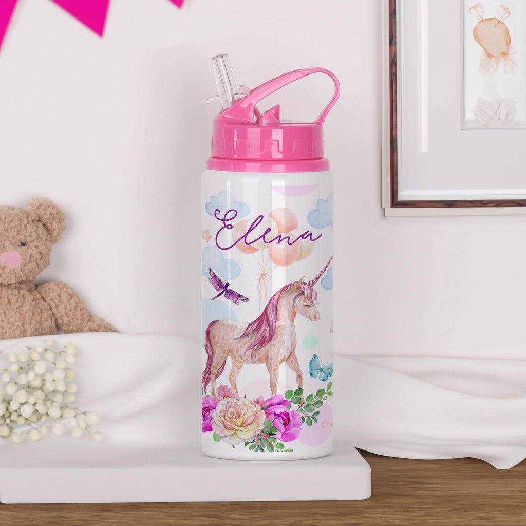 Unicorn & Flowers - Kids Aluminum Bottle 600ml - GOTShirts