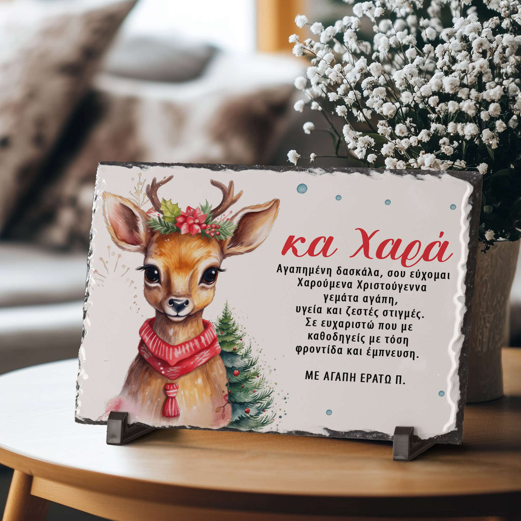 Christmas Teacher Deer - Rock Photo Slate - GOTShirts