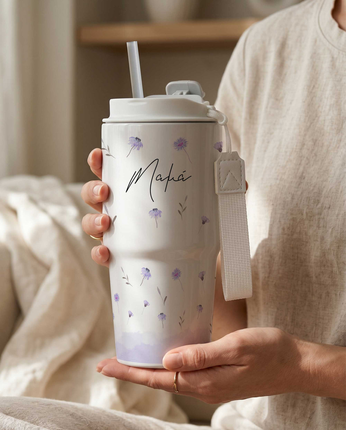 Purple Flowers - Tumbler With Portable lid - GOTShirts