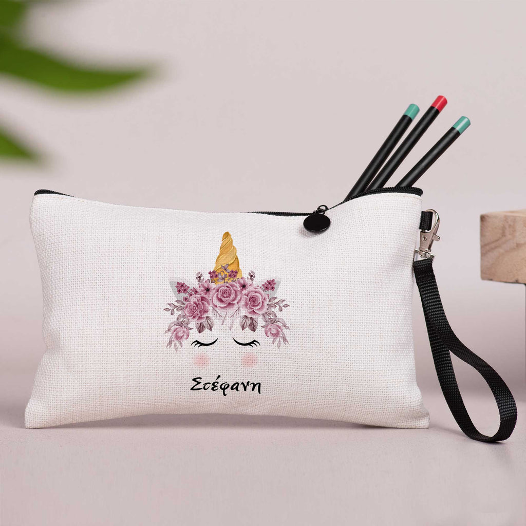 Unicorn Face - Linen Pencil Case - GOTShirts