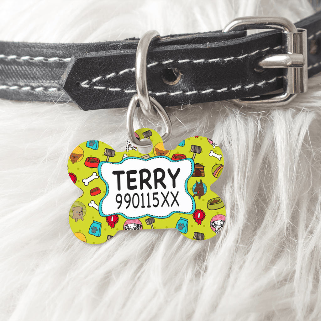 Dog Pattern - Metallic Pet Bone Tag - GOTShirts