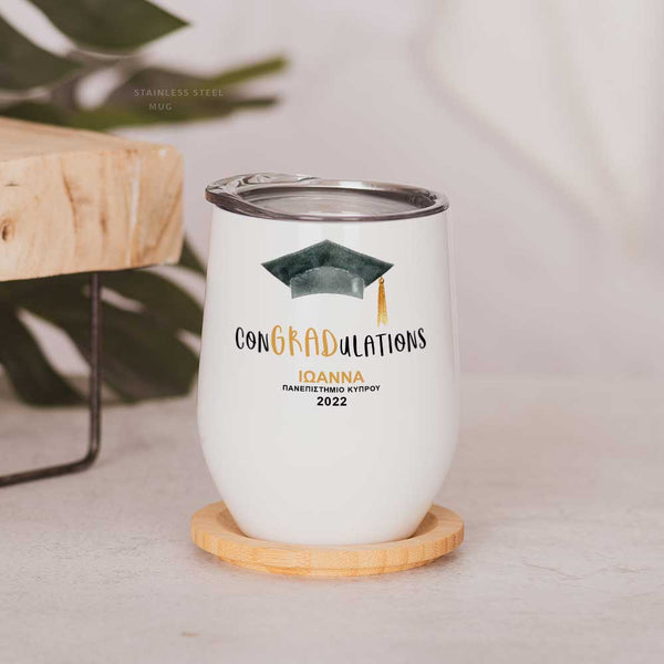 conGRADulation - Stainless Steel White Mug - GOTShirts