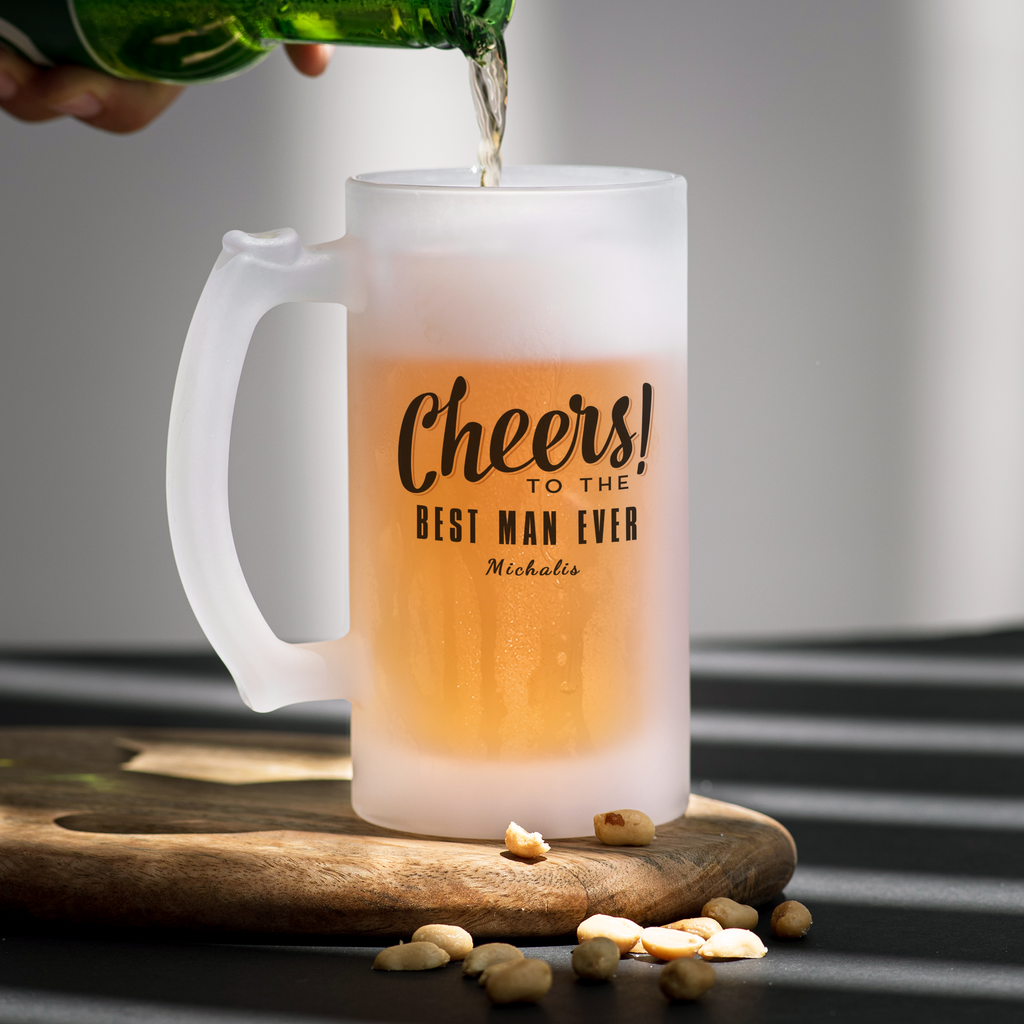 Cheers To The Best Man Ever - Frosted Beer Glass