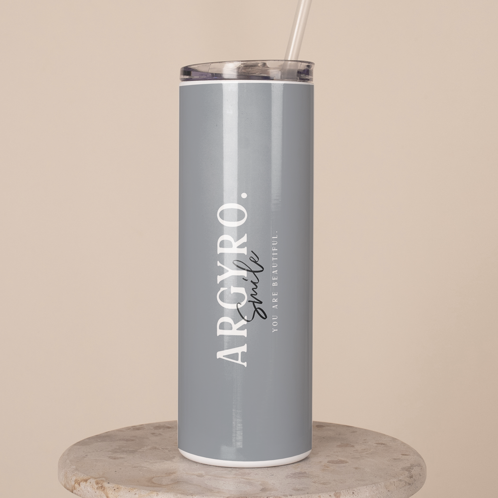 Smile You Are Beautiful Blue - Stainless Steel Skinny Tumbler With Straw