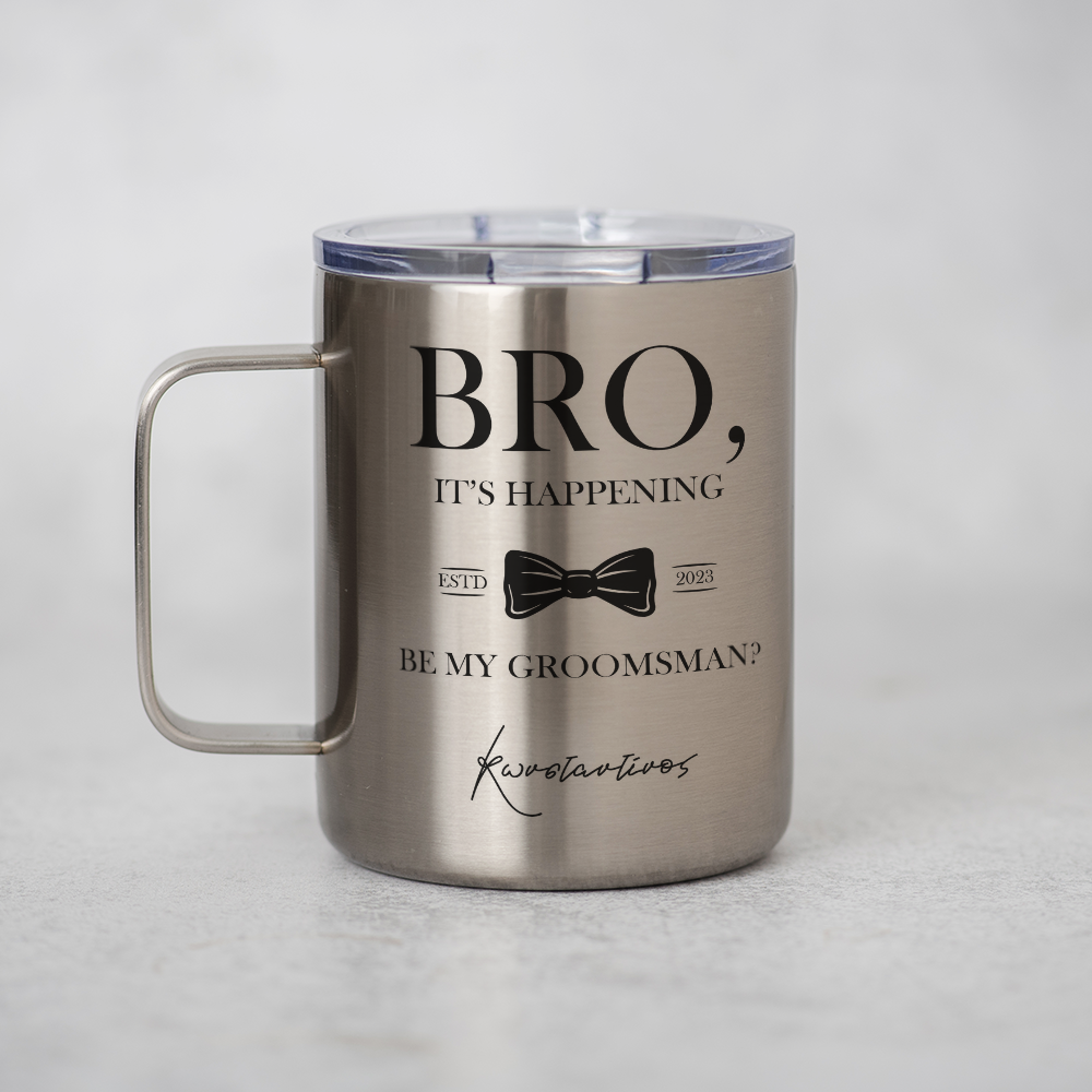 Be My Groomsman? - Silver Stainless Steel Mug With Handle