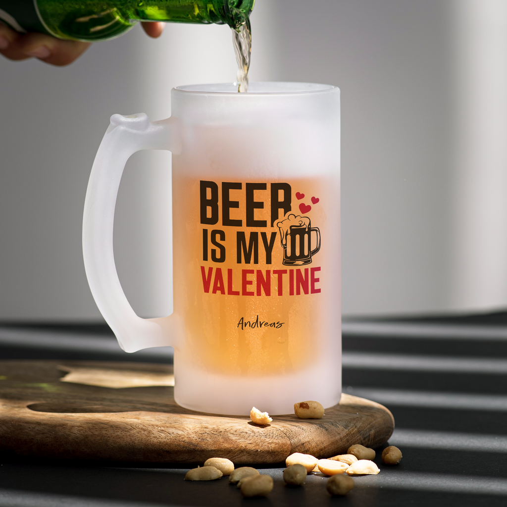 Beer Is My Valentine - Frosted Beer Glass