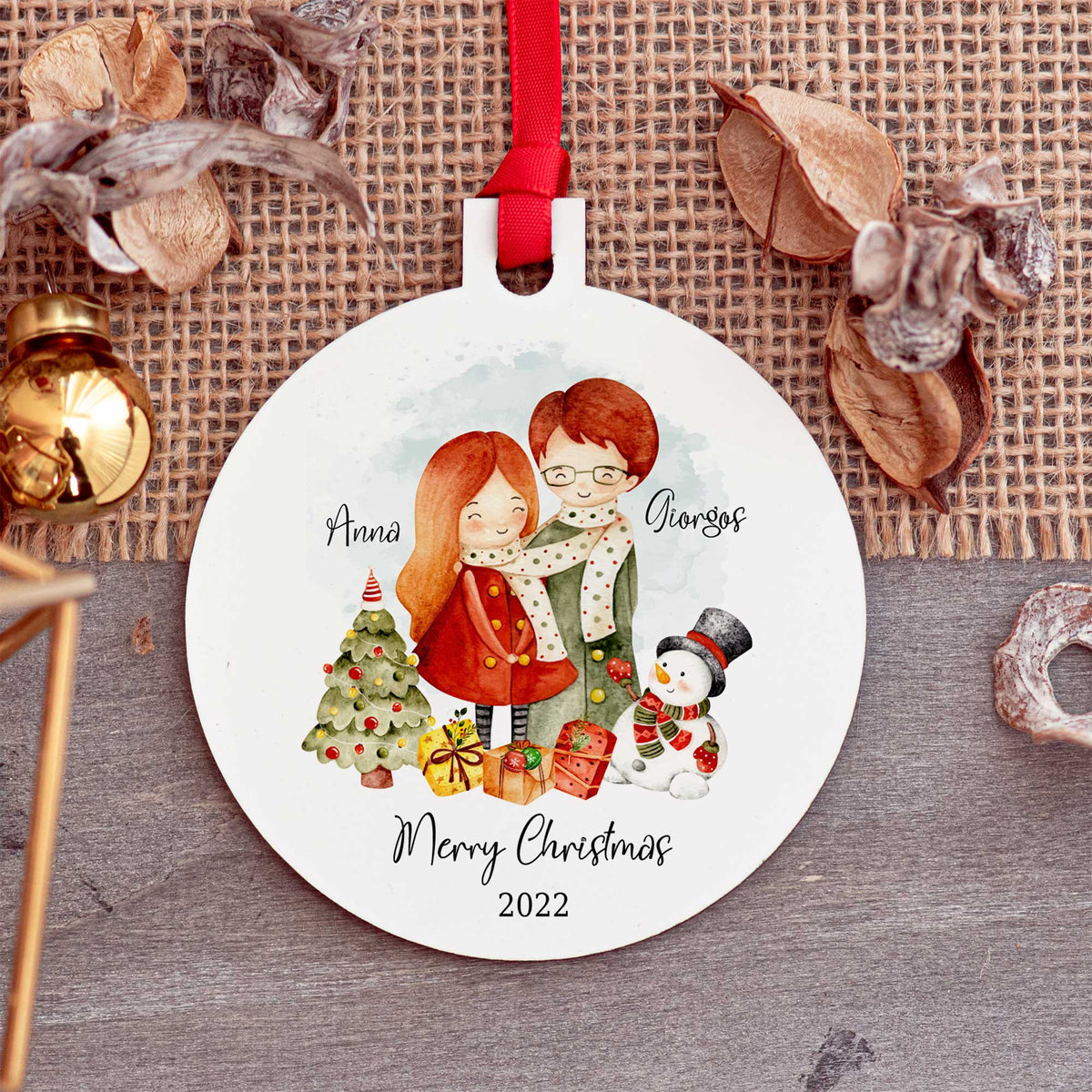 Merry Christmas Couple - Wooden Ornament - GOTShirts