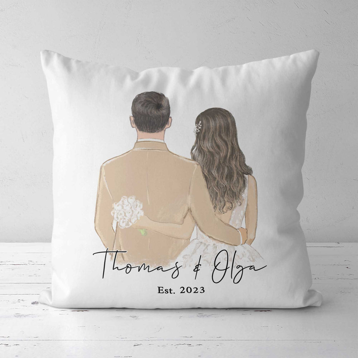 Couple Illustration - White Pillow - GOTShirts