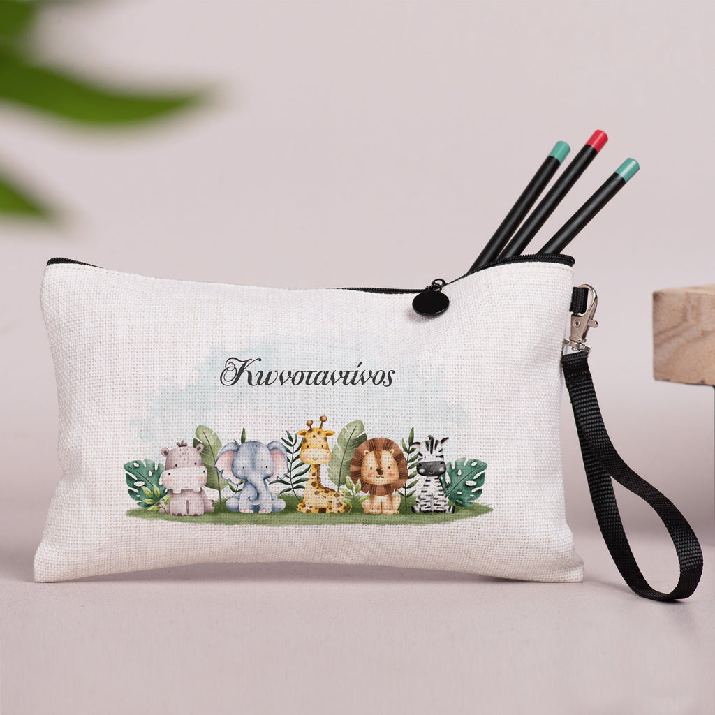 Jungle Animals - Linen Pencil Case - GOTShirts