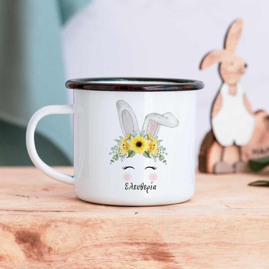 Yellow Flowers Bunny - Enamel Mug