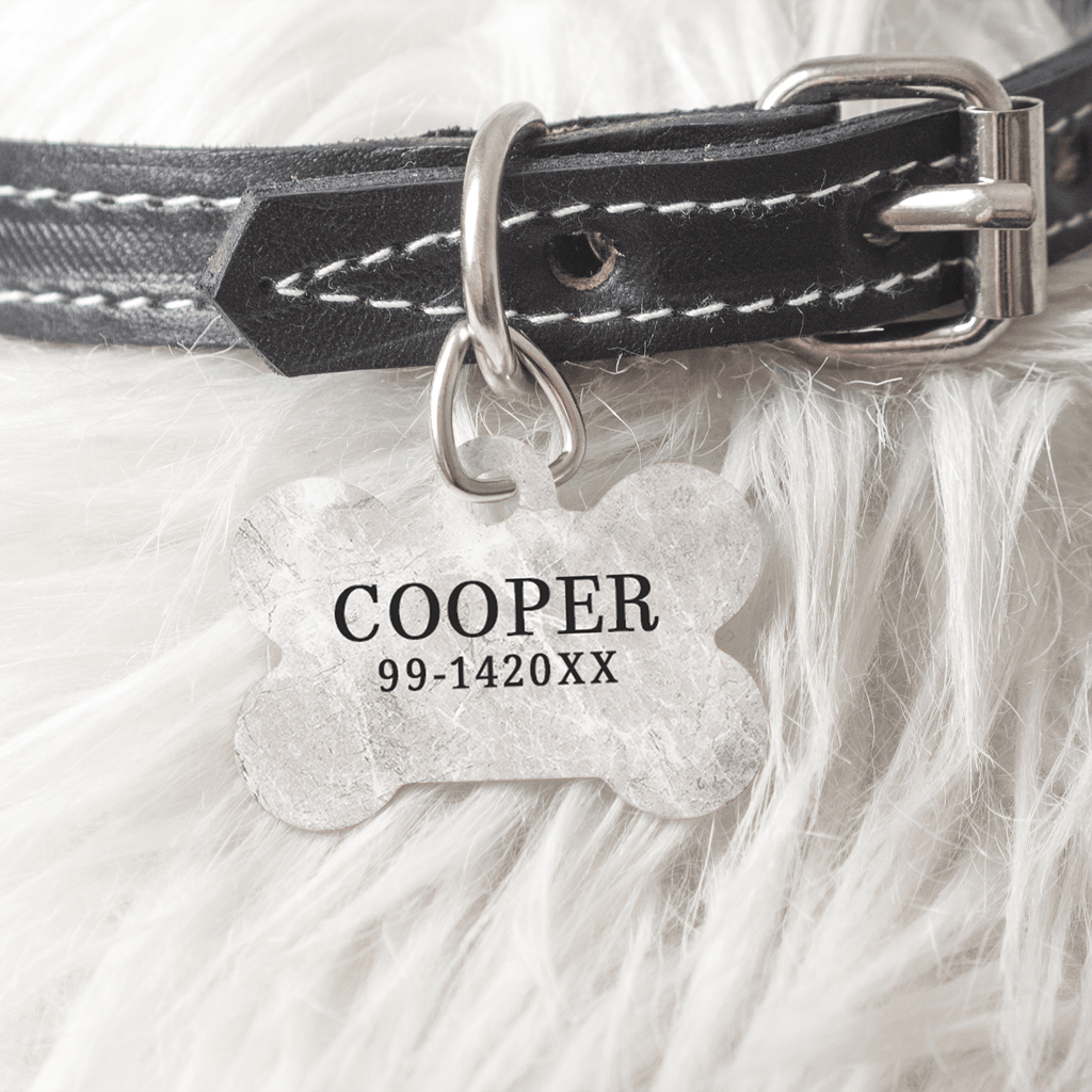 Grey Marble - Metallic Pet Bone Tag - GOTShirts