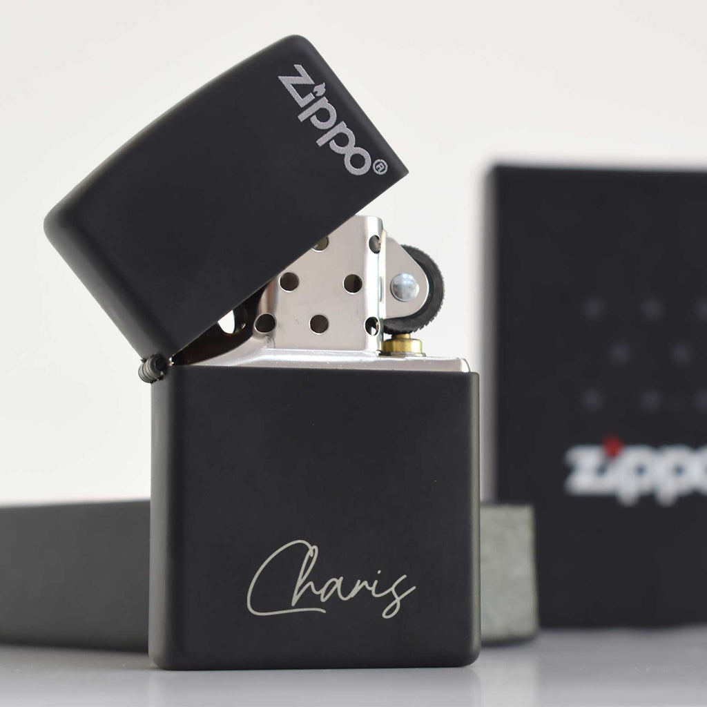 Zippo® Lighter - Black (Engraved)