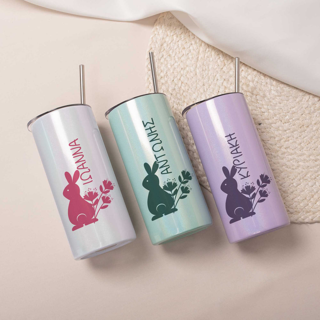 Easter Bunny - Sparkly Holographic Skinny Tumbler