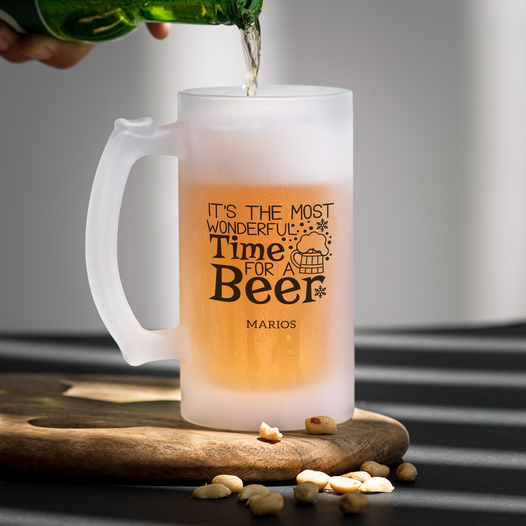 Most Wonderful Time For A Beer - Frosted Beer Glass