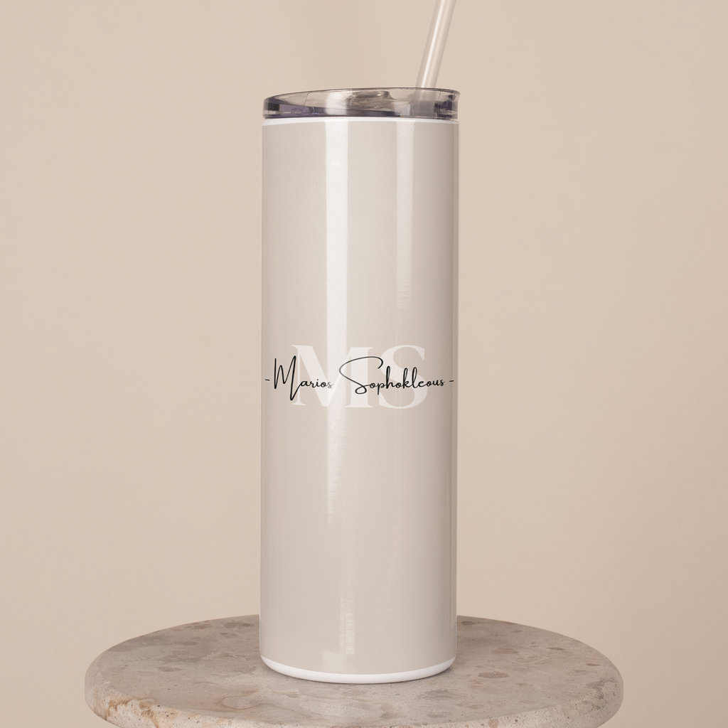 Name & Surname - Stainless Steel Skinny Tumbler With Straw