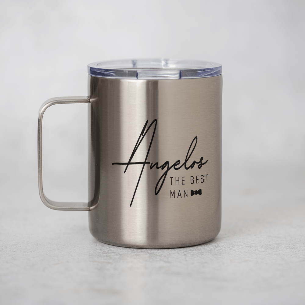 The Best Man - Silver Stainless Steel Mug With Handle - GOTShirts