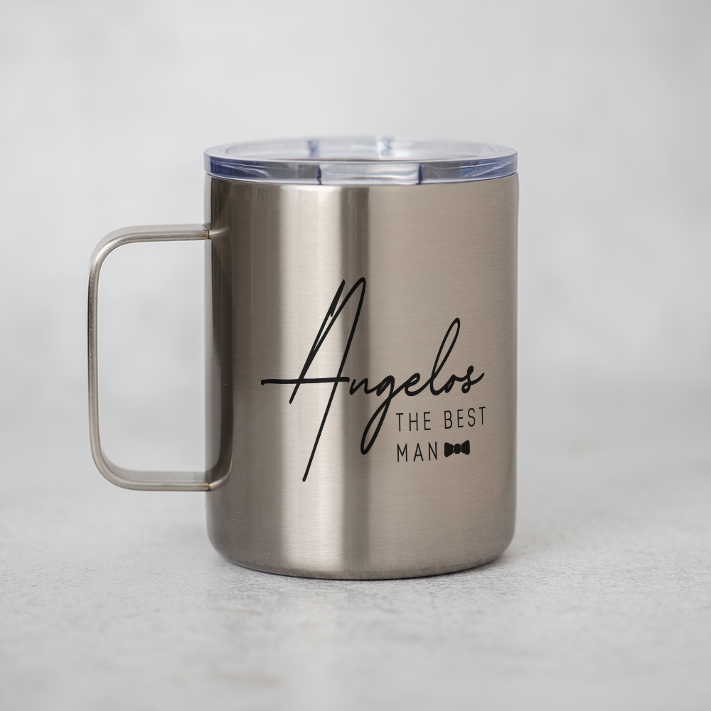 The Best Man - Silver Stainless Steel Mug With Handle