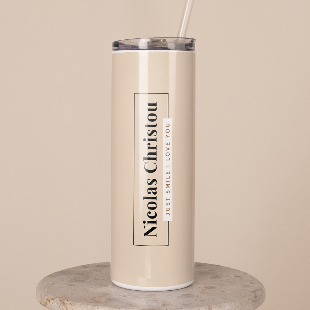 Just Smile Yellow - Stainless Steel Skinny Tumbler With Straw