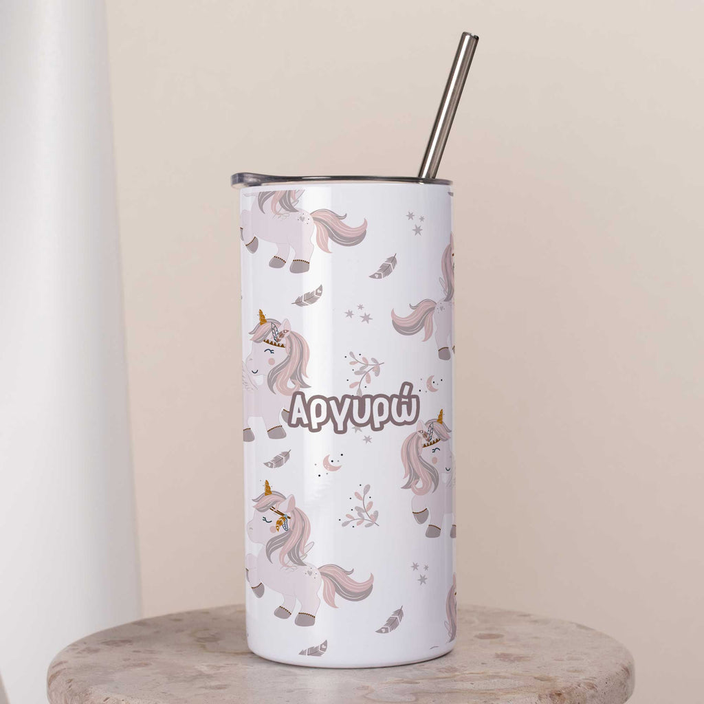 Unicorn Pattern - White Skinny Tumbler 16oz - GOTShirts