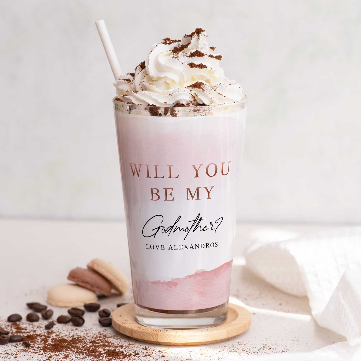 Will You Be My Godmother - Glass Latte Mug - GOTShirts