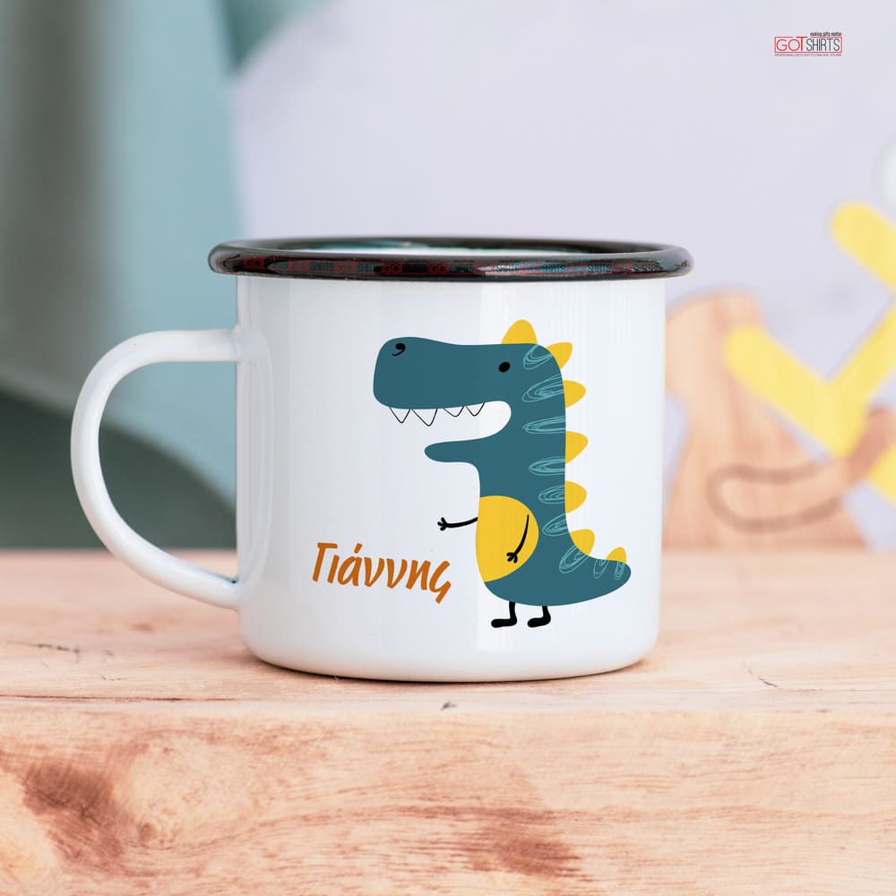 Green Dinosaur - Stainless Steel Enamel Mug - GOTShirts