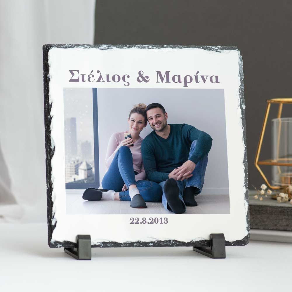 Names And Photo - Rock Photo Slate Square - GOTShirts