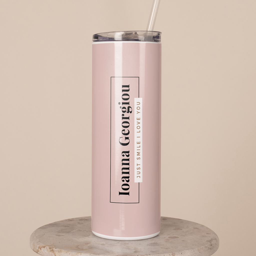 Just Smile Pink - Stainless Steel Skinny Tumbler With Straw