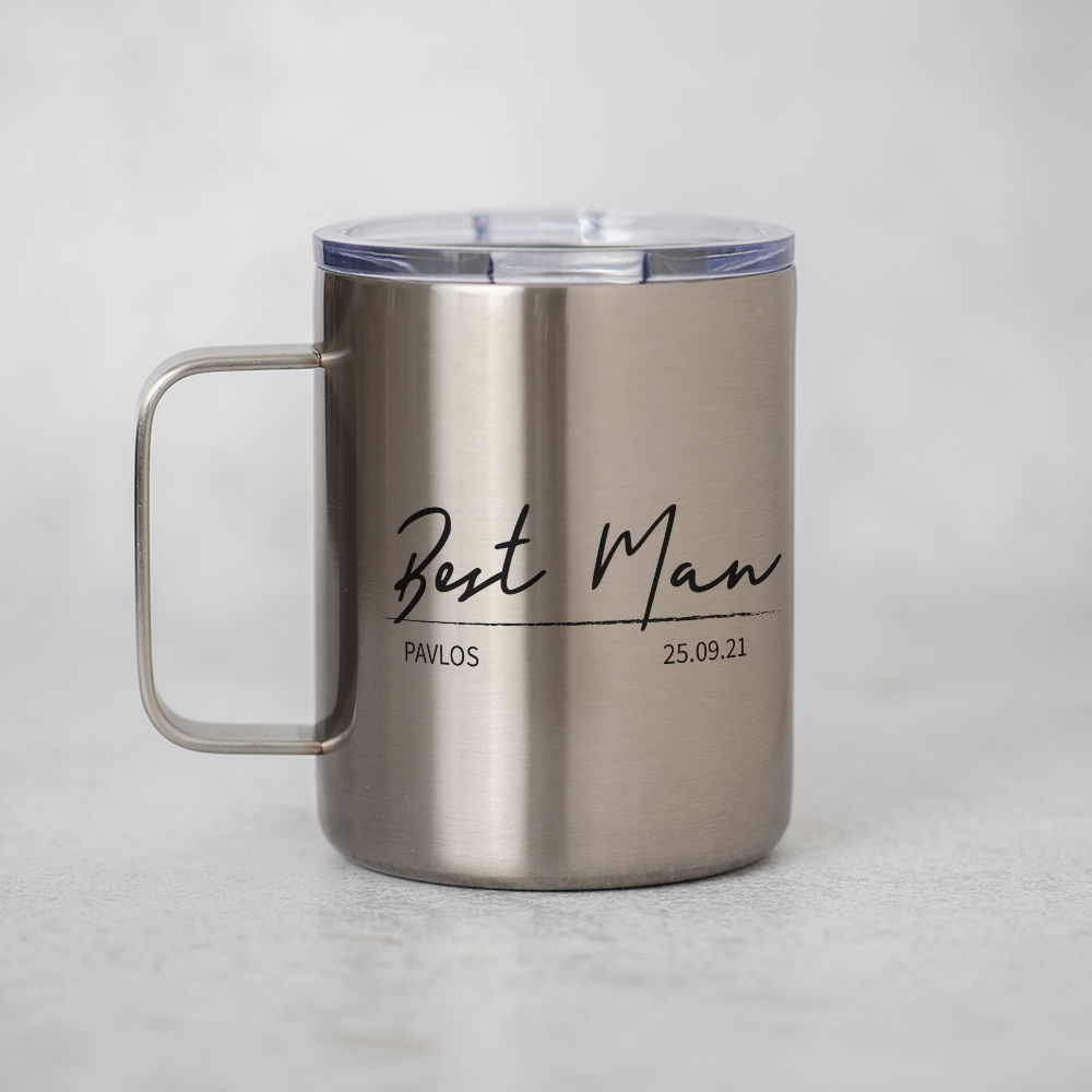 Best Man - Silver Stainless Steel Mug With Handle