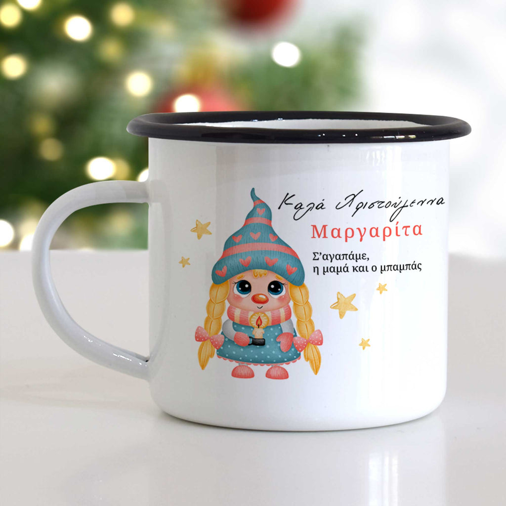Gnome Girl - Christmas S/Steel Enamel Mug - GOTShirts