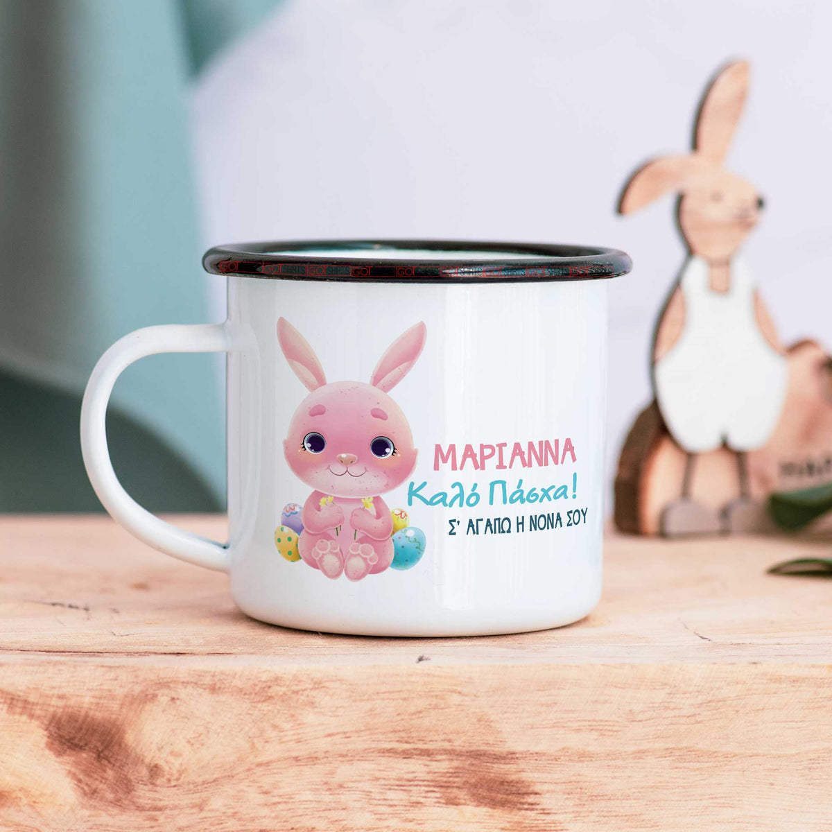 Cute Pink Bunny - Enamel Mug - GOTShirts