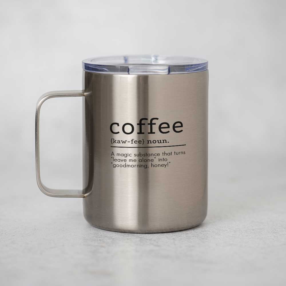 Coffee Definition - Silver Stainless Steel Mug With Handle - GOTShirts