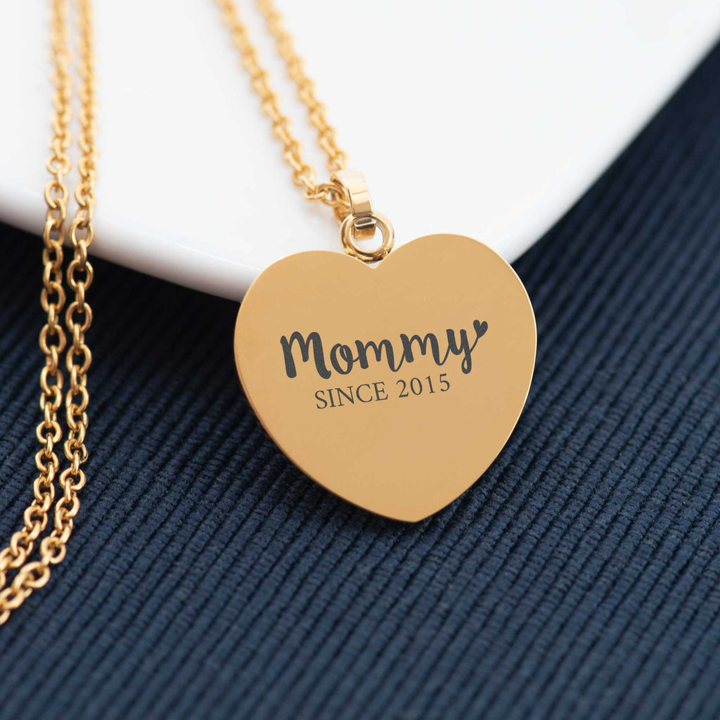 Mommy Since - Heart Necklace (Engraved)