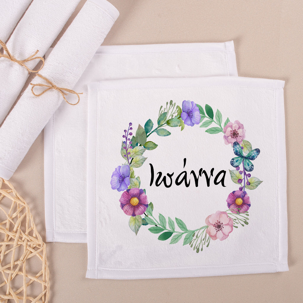 Flower Wreath - Personalized Hand Towel