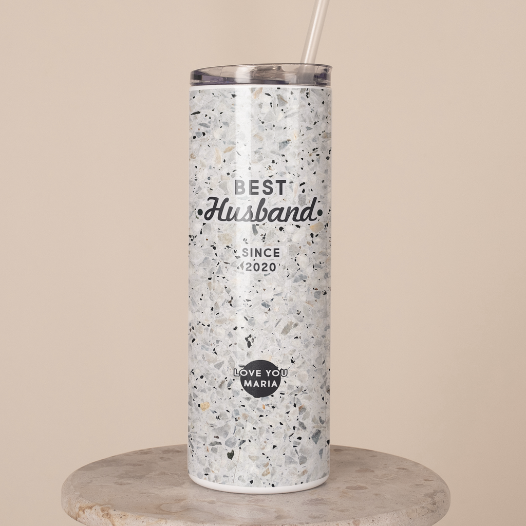 Best Husband - Stainless Steel Skinny Tumbler With Straw