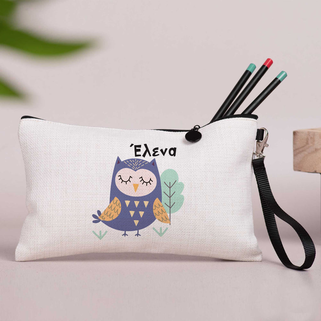 Owl - Linen Pencil Case