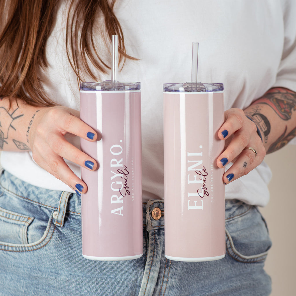Stainless Steel Skinny Tumbler With Straw